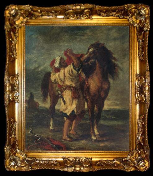 framed  Eugene Delacroix Arab Sadding His Horse, ta009-2